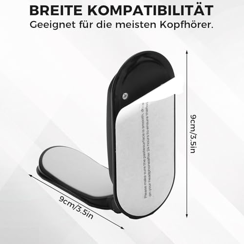 VOSSOT Headset Halterung Wandhalterung, Faltbar Kopfhörerhalter, Klein Kopfhörer Halter, Headset Ständer, Kopfhörer Ständer, für Wand Schreibtisch, für Gaming Zubehör, Over Ear Kopfhörer, Schwarz Bild 2