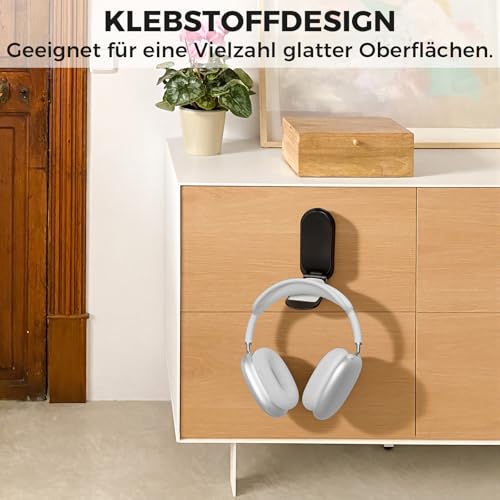 VOSSOT Headset Halterung Wandhalterung, Faltbar Kopfhörerhalter, Klein Kopfhörer Halter, Headset Ständer, Kopfhörer Ständer, für Wand Schreibtisch, für Gaming Zubehör, Over Ear Kopfhörer, Schwarz Bild 5