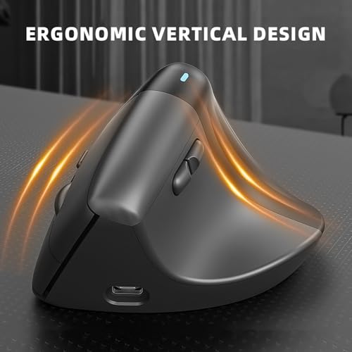 Jectse Wireless Ergonomische Maus, Bluetooth 2,4G Dual -Modus Vertikaler Maus 800/1200/1600 Einstellbarer DPI, Silent Gaming Maus für PC -Laptop für Fenster, Plug und Play Bild 3