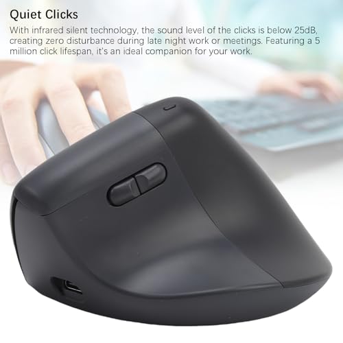 Jectse Wireless Ergonomische Maus, Bluetooth 2,4G Dual -Modus Vertikaler Maus 800/1200/1600 Einstellbarer DPI, Silent Gaming Maus für PC -Laptop für Fenster, Plug und Play Bild 6