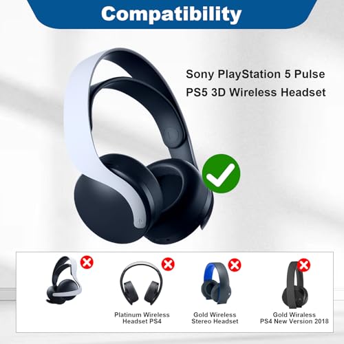 Ohrpolster Ersatz für Sony PS5 Pulse 3D Wireless Headset, Premium Protein PU Leder & Dichter Memory-Schaum, Geräuschisolierung & Komfort für PlayStation 5 Gaming, Schwarz Bild 2