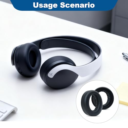 Ohrpolster Ersatz für Sony PS5 Pulse 3D Wireless Headset, Premium Protein PU Leder & Dichter Memory-Schaum, Geräuschisolierung & Komfort für PlayStation 5 Gaming, Schwarz Bild 6