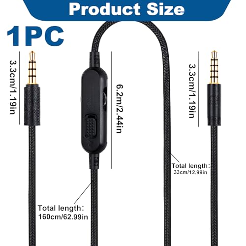 GEU Headset Kabel 2m für G433 G233 G Pro X, Geflochtenes Ersatz Audio Kabel 3,5mm Klinke mit Lautstärkeregler & Stummschaltung, Rauschfrei Langlebig für PC, PS5, Xbox, Switch Bild 3
