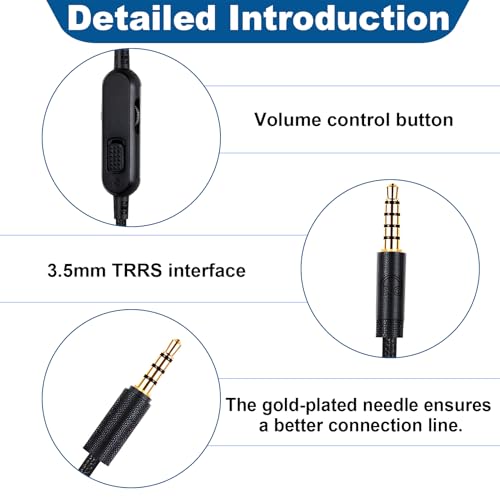 GEU Headset Kabel 2m für G433 G233 G Pro X, Geflochtenes Ersatz Audio Kabel 3,5mm Klinke mit Lautstärkeregler & Stummschaltung, Rauschfrei Langlebig für PC, PS5, Xbox, Switch Bild 4
