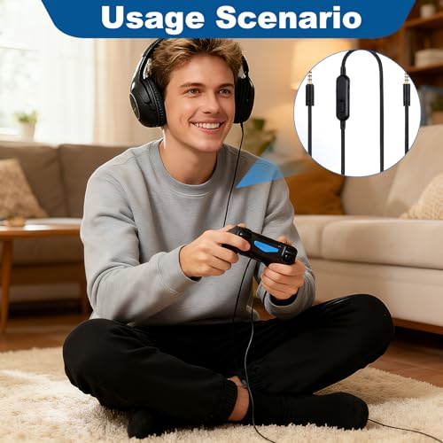 GEU Headset Kabel 2m für G433 G233 G Pro X, Geflochtenes Ersatz Audio Kabel 3,5mm Klinke mit Lautstärkeregler & Stummschaltung, Rauschfrei Langlebig für PC, PS5, Xbox, Switch Bild 6