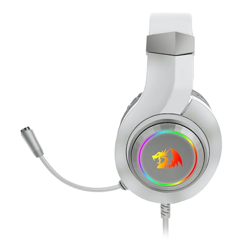 Redragon H260 Hylas Kabelgebundenes Gaming-Headset, 50 mm Treiber, Stereo Surround Sound, Geräuschunterdrückendes Mikrofon, Dynamische RGB-Hintergrundbeleuchtung, Over-Ear Kopfhörer für PC, Weiß Bild 2