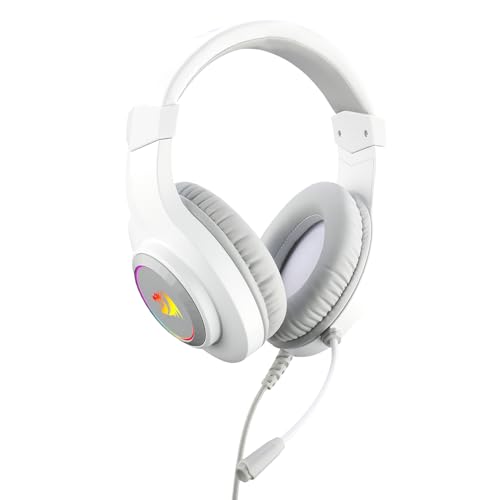 Redragon H260 Hylas Kabelgebundenes Gaming-Headset, 50 mm Treiber, Stereo Surround Sound, Geräuschunterdrückendes Mikrofon, Dynamische RGB-Hintergrundbeleuchtung, Over-Ear Kopfhörer für PC, Weiß Bild 3