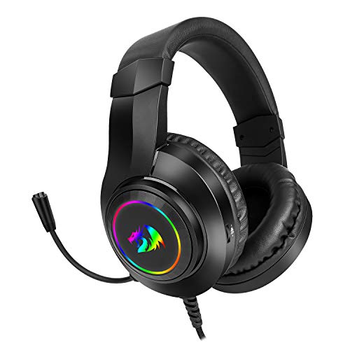 Redragon H260 Hylas Kabelgebundenes Gaming-Headset, 50 mm Treiber, Stereo Surround Sound, Geräuschunterdrückendes Mikrofon, Dynamische RGB-Hintergrundbeleuchtung, Over-Ear Kopfhörer für PC, Schwarz Bild 2