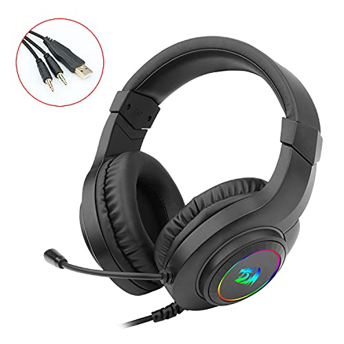 Redragon H260 Hylas Kabelgebundenes Gaming-Headset, 50 mm Treiber, Stereo Surround Sound, Geräuschunterdrückendes Mikrofon, Dynamische RGB-Hintergrundbeleuchtung, Over-Ear Kopfhörer für PC, Schwarz Bild 5