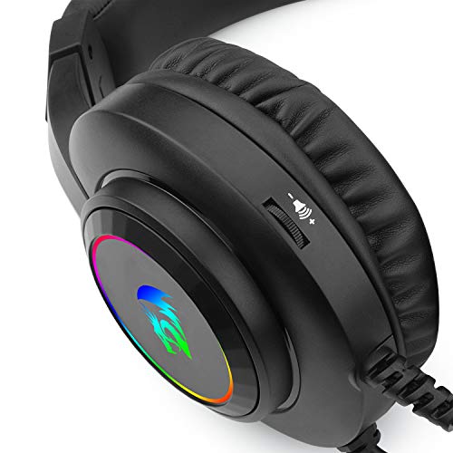 Redragon H260 Hylas Kabelgebundenes Gaming-Headset, 50 mm Treiber, Stereo Surround Sound, Geräuschunterdrückendes Mikrofon, Dynamische RGB-Hintergrundbeleuchtung, Over-Ear Kopfhörer für PC, Schwarz Bild 7