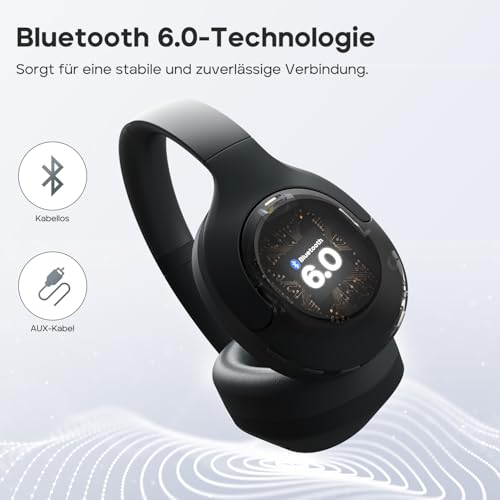 Tribit QuietPlus 81 Over-Ear Kopfhörer mit Noise Cancelling, 110 Std., Schnellladen, Bluetooth 6.0, Deep Bass, 6 EQ per App, kabelloser Bluetooth-Kopfhörer, faltbar und bequem, für Reisen und Arbeit Bild 6