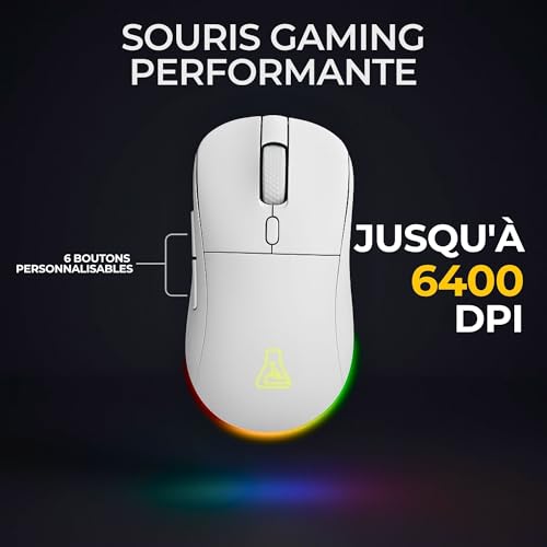 The G-Lab - Combo Tungsten EX – kabellose Tastatur – Dreifache Verbindung 2,4 GHz/BT/kabelgebunden – Gaming-Tastatur AZERTY FR, RGB & Custom Makros – kabellose Gaming-Maus 6400 dpi – PC/PS4/PS5 (weiß) Bild 5