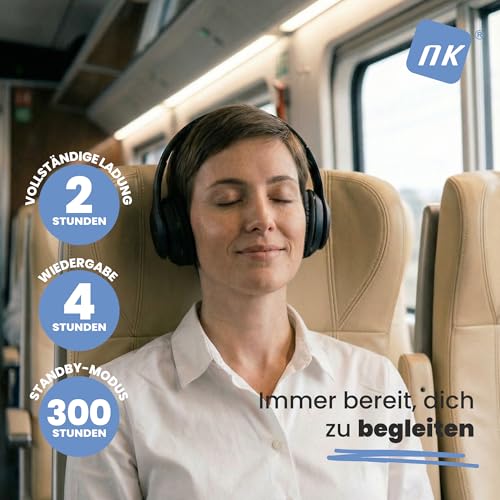 NK Kabellose Bluetooth Over-Ear Kopfhörer - Leicht & Bequem, FM/TF, 4 Std Laufzeit, 2 Std Laden, Schwarz Bild 4