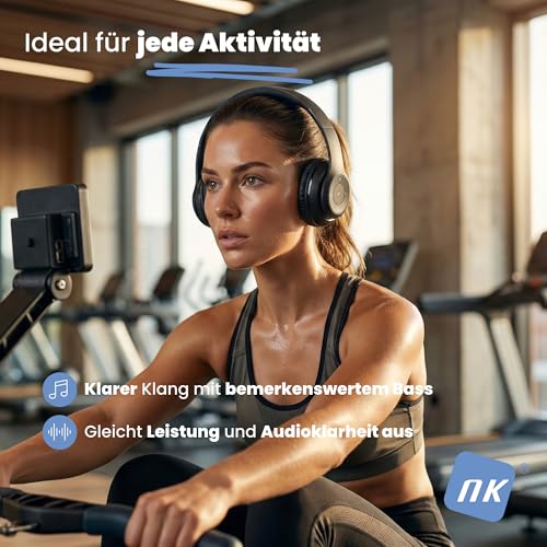 NK Kabellose Bluetooth Over-Ear Kopfhörer - Leicht & Bequem, FM/TF, 4 Std Laufzeit, 2 Std Laden, Schwarz Bild 6