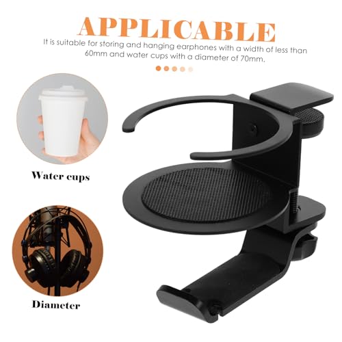 Cabilock Drehbarer Kopfhörerhalter und Becherhalter aus Silikon Platzsparende Headset Halterung für Schreibtisch mit Tischklemme Geeignet für Gaming Headsets und Becher bis Belastbar Bild 2