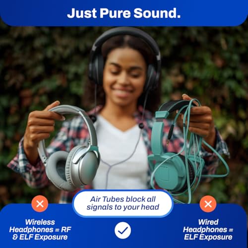 DefenderShield Over-Ear Air Tube Kopfhörer E M F Free - USB-C Wired Design für reduzierten drahtlosen Signalkontakt - Integriertes Mikrofon & Audiosteuerung - Faltbare Airtube Kopfhörer mit Reiseetui Bild 3