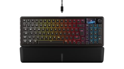 Corsair Vanguard 96 Kabelgebundene Mechanische Gaming-Tastatur– 96% Layout, MLX Plasma-Linearschalter, 8000Hz-Polling, LCD-Display, Virtual Stream Deck, G-Tasten, SOCD Flashtap, QWERTZ DE – Schwarz Bild 1