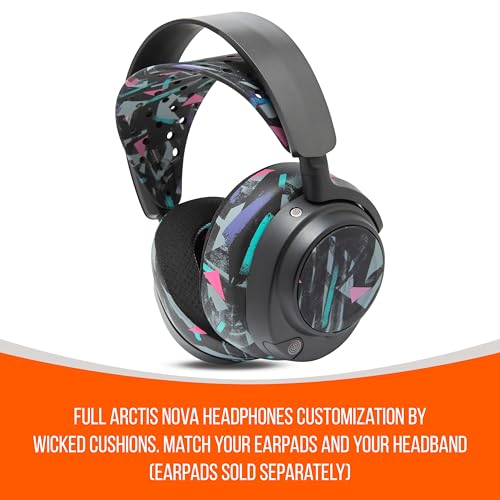 WC HeadbandZ Arctis Nova V2 – Verbessertes, breites Silikon-Kopfband, kompatibel mit Arctis Nova Headsets von Wicked Cushions | Breiteres, gewichtsverteilendes Design | 90's Black Bild 6