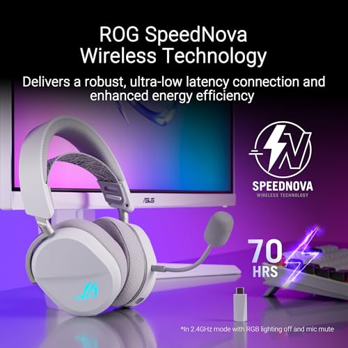ASUS ROG Pelta Kabelloses Gaming-Headset mit abnehmbarem Mikrofon – Tri-Mode (BT, 2,4 GHz, USB-C) 50 mm Titanbeschichtete Treiber, 70 Stunden Akku, ergonomisch, leicht, für PC, PS5, PS4, Switch Bild 6