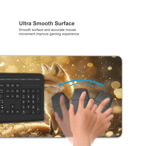 Mauspad XXL 1000x500mm, Gold Mousepad XXL Mauspad Gaming Fuchs Mouse Pad mit Genähten Kanten, Rutschfest und Wasserabweisend Schreibtisch Unterlage Groß Desk Mat für Tastatur und Maus -MP630 Bild 5