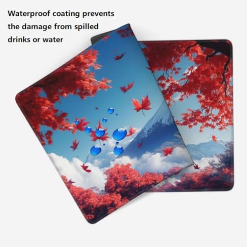 Mauspad XXL 1000x500mm, Fuji Mousepad XXL Mauspad Gaming Herabgefallene Blätter Mouse Pad mit Genähten Kanten, Rutschfest Schreibtisch Unterlage Groß Desk Mat für Tastatur und Maus PC Zubehör -MP634 Bild 5