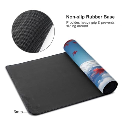 Mauspad XXL 1000x500mm, Fuji Mousepad XXL Mauspad Gaming Herabgefallene Blätter Mouse Pad mit Genähten Kanten, Rutschfest Schreibtisch Unterlage Groß Desk Mat für Tastatur und Maus PC Zubehör -MP634 Bild 7