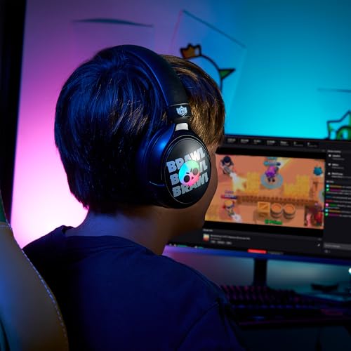 SUBSONIC - Brawl Stars Gaming-Headset, Kabellos, mit LED-Beleuchtung, Abnehmbarem Mikrofon, 40mm Treiber, RGB-Totenkopf-Design, Schwarz und Rot, für PC, Tablet, Smartphone Bild 5