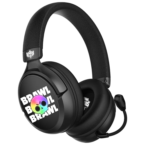 SUBSONIC - Brawl Stars Gaming-Headset, Kabellos, mit LED-Beleuchtung, Abnehmbarem Mikrofon, 40mm Treiber, RGB-Totenkopf-Design, Schwarz und Rot, für PC, Tablet, Smartphone Bild 6