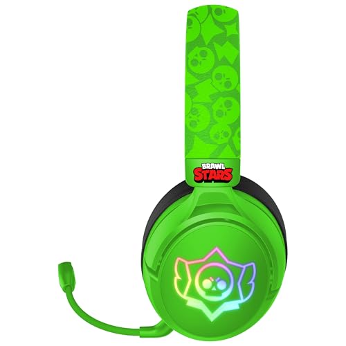 SUBSONIC Brawl Stars Gaming-Headset, Kabellos, RGB-LED-Beleuchtung, Abnehmbares Mikrofon, 40mm Treiber, Stereo/7.1, Schwarz und Rot, für Konsolen, PC, Tablet, Smartphone Bild 3
