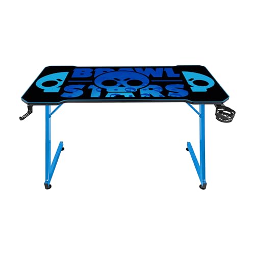 SUBSONIC Gaming-Schreibtisch mit Brawl Stars XXL-Mauspad, Carbon-Finish, 120x60cm Tischplatte, Schwarz-Rot, Getränkehalter, Headset-Halter, Kabelmanagement Bild 4