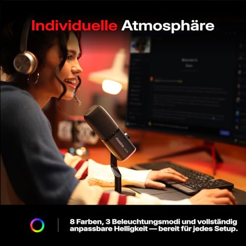 MAONO PD100W Kabelloses Gaming Mikrofon, 2.4GHz Wireless & USB Dynamisches PC Mikrofon mit ENC Rauschunterdrückung & Software für Streaming, Recording, Podcast für Computer, PS4/5, Smartphone, Schwarz Bild 6