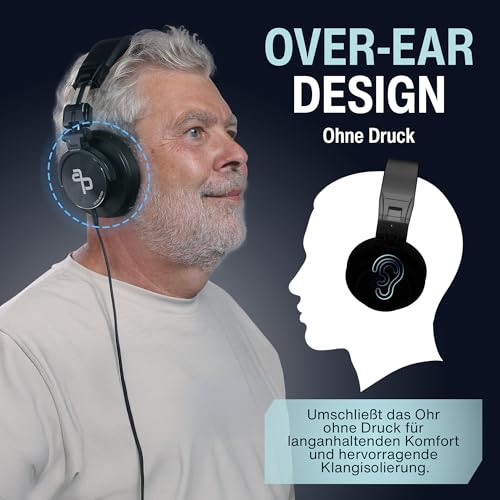 audio pirates - John DJ - Over-Ear Kopfhörer – Kopfhörer Klinkenstecker mit Case, DJ-Sound, 3m Kabel & 6,3 mm Adapter – PC-Kopfhörer, DJ-Kopfhörer – Klinkenstecker (1) Bild 5