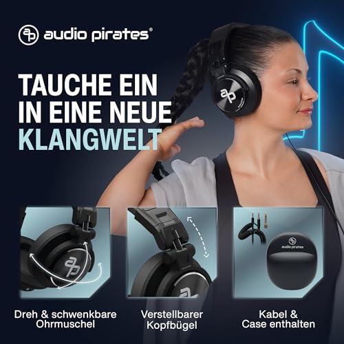 audio pirates - John DJ - Over-Ear Kopfhörer – Kopfhörer Klinkenstecker mit Case, DJ-Sound, 3m Kabel & 6,3 mm Adapter – PC-Kopfhörer, DJ-Kopfhörer – Klinkenstecker (1) Bild 7