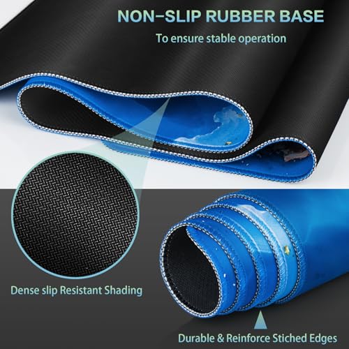 Abetcabe Mauspad XXL, Mousepad 900 x 400mm, Marmor Mauspad Gaming groß schreibtischunterlage Vernähte Kanten WassXerdicht Anti-Rutsch für PC, Laptop, Maus und Tastatur Bild 4
