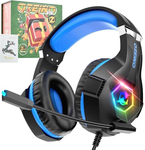 Ozeino Gaming-Headset mit drehbarem Mikrofon, RGB-Licht, Premium Stereo, Ohrenschützer, leicht, bequem, für PS4, PS5, Xbox PC, Switch, Tablet, Laptop Bild 1