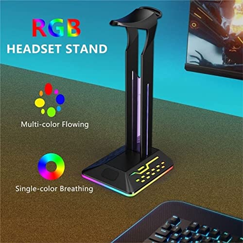 Kopfhörerhalterung Kopfhörer-Aufhänger, Headset-Ständer, RGB-Kopfhörerhalter, Rack, Gamer-Headset-Display-Ständer, Typ-C-Eingang, Dual-USB-Ausgang Bild 3