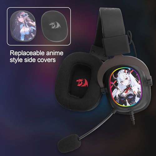 Redragon H510 AK RGB Gaming-Headset mit Kabel - 7.1 Surround Sound 53mm Audio-Treiber Memory Foam-Ohrpolstern austauschbarem Gehäuse Multi-Plattform Kopfhörer USB-betrieben für PC/PS4/NS Bild 3