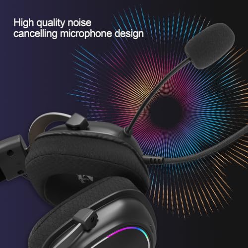 Redragon H510 AK RGB Gaming-Headset mit Kabel - 7.1 Surround Sound 53mm Audio-Treiber Memory Foam-Ohrpolstern austauschbarem Gehäuse Multi-Plattform Kopfhörer USB-betrieben für PC/PS4/NS Bild 4