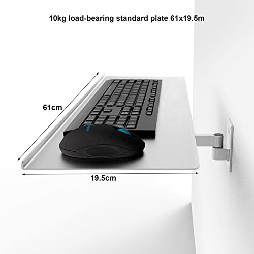 Verstellbare Wandhalterung für Tastatur und Maus, ergonomischer Dualarm, 40 cm Regal, flexibler silberfarbener Arbeitsplatz-Organizer für Heimbüro und Gaming-Setup Bild 2