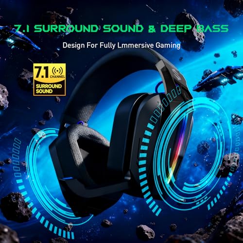 Black Shark Wireless Gaming Headset, Bluetooth 6.0 Gaming Kopfhörer Kabellos mit USB- und Typ-C-Anschluss, 7.1 Surround Sound für PC, PS5, PS4, Mikrofon mit Geräuschunterdrückung, Goblin X8 (Schwarz) Bild 3