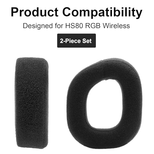 Corsair HS80 RGB Ersatz-Ohrpolster, Corsair Ersatz-Ohrpolster für Corsai HS80 RGB Wireless Kopfhörer HS8O RGBs Dickere Ersatz-Ohrpolste Hochdichter Geräuschunterdrückungsschaum zusätzliche Dicke Bild 2
