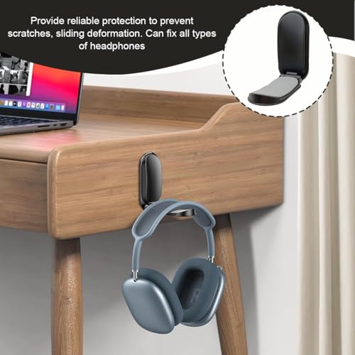 Headset Halterung, Kopfhörer Halter, Faltbarer Gaming Headset Ständer, Selbstklebender Kopfhörerhalter, Headphone Haken, Gaming Zubehör für Schreibtisch Wand Bild 6