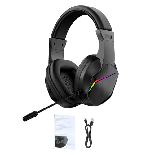 VBESTLIFE Kabelloses Gaming-Headset mit LED-Licht, Omnidirektionalem Mikrofon, Geringer Latenz, Verlustfreiem Audio, Immersivem Gaming, für PC-Laptop (Schwarz + kabellose BT-Version) Bild 7