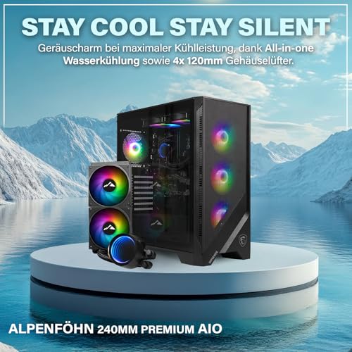 HYPER BYTE - Gaming PC - Komplett Set mit AMD Ryzen 7 5700G | 4,6 GHz | Vega 8 | 16GB DDR4 RAM | 1TB SSD | Wasserkühlung | 25 Zoll Monitor | Maus & Tastatur | WLAN | Win11 Pro | All in One Desktop Bild 3