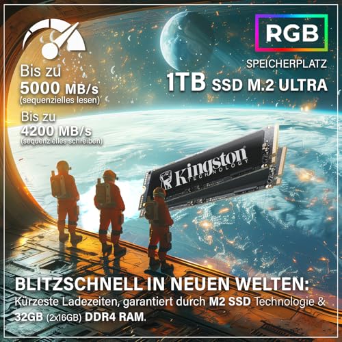 HYPER BYTE - Gaming PC - Komplett Set mit AMD Ryzen 7 5700G | 4,6 GHz | Vega 8 | 16GB DDR4 RAM | 1TB SSD | Wasserkühlung | 25 Zoll Monitor | Maus & Tastatur | WLAN | Win11 Pro | All in One Desktop Bild 6