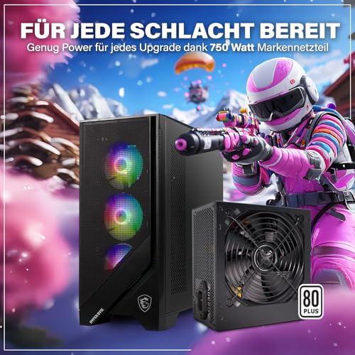 HYPER BYTE - Gaming PC - Komplett Set mit AMD Ryzen 7 5700G | 4,6 GHz | Vega 8 | 16GB DDR4 RAM | 1TB SSD | Wasserkühlung | 25 Zoll Monitor | Maus & Tastatur | WLAN | Win11 Pro | All in One Desktop Bild 7