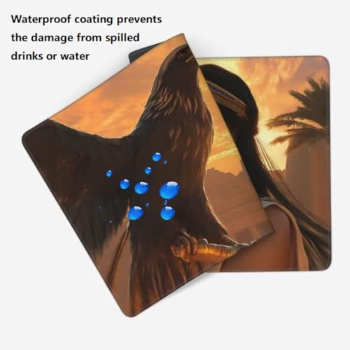 Gaming Mauspad XXL Ägyptische Königin, Großes Mousepad 1000 x 500 x 3 mm, Mouse Pad Groß, Schreibtischunterlage Adler Wasserdicht, Genähte Kanten Mauspads, rutschfeste Gummibasis Maus Pad -MP701 Bild 4