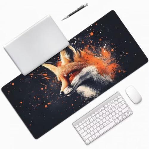 Mauspad XXL 1000x500mm, Fuchs Mousepad XXL Mauspad Gaming Tiere Mouse Pad mit Genähten Kanten, Rutschfest und Wasserabweisend Schreibtisch Unterlage Groß Desk Mat für Tastatur und Maus -MP704 Bild 3