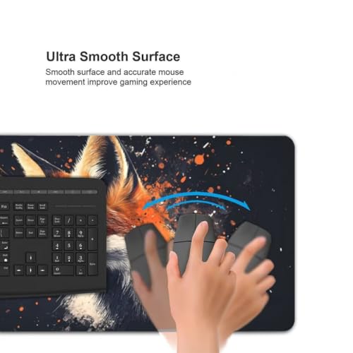 Mauspad XXL 1000x500mm, Fuchs Mousepad XXL Mauspad Gaming Tiere Mouse Pad mit Genähten Kanten, Rutschfest und Wasserabweisend Schreibtisch Unterlage Groß Desk Mat für Tastatur und Maus -MP704 Bild 4
