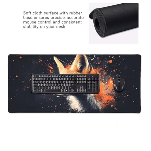 Mauspad XXL 1000x500mm, Fuchs Mousepad XXL Mauspad Gaming Tiere Mouse Pad mit Genähten Kanten, Rutschfest und Wasserabweisend Schreibtisch Unterlage Groß Desk Mat für Tastatur und Maus -MP704 Bild 5